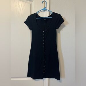 Forever 21 Black Mini Dress with Buttons Size S